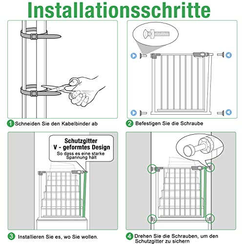 NAIZY Barrera de Seguridad de Niños para Puertas y pasillos Perros Escaleras - Autoclose N Stop Sin Taladrar (105-115cm)