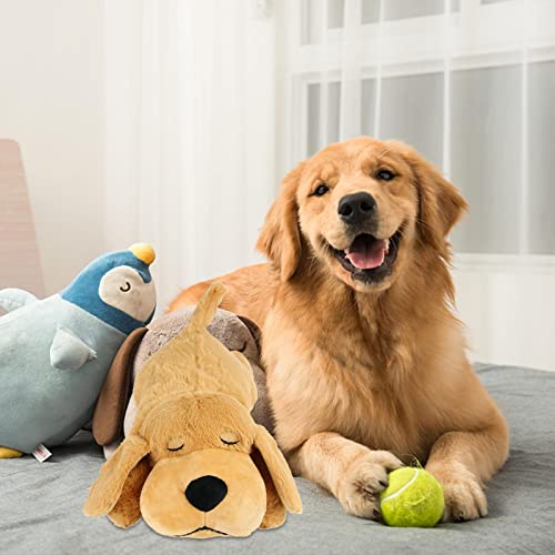 NAKYLUCY Juguete de Peluche para Cachorro con Latido del corazón, Animal de Peluche con Latido del corazón del Cachorro para aliviar la ansiedad por separación, Juguete de Peluche para Perros, Gatos