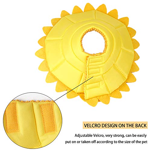 NAMIS Collar de Recuperación para Mascotas Collar Protector para Gato con Girasol Borde Suave Ajustable Collar de protección para Mascotas Collar de Cono para Mascotas para lamer la mordida(S)