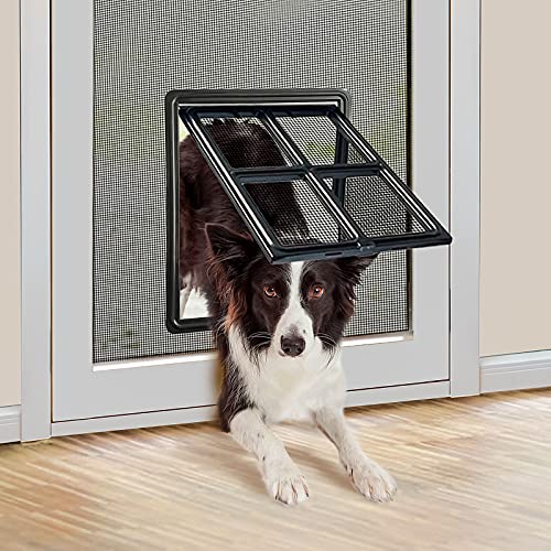 Namsan Puerta para Perros Puerta Magnética para Gatos Construida Gateras para Perros Duradera/con Cerradura para Perra Gatos Medianos Grandes - Negro