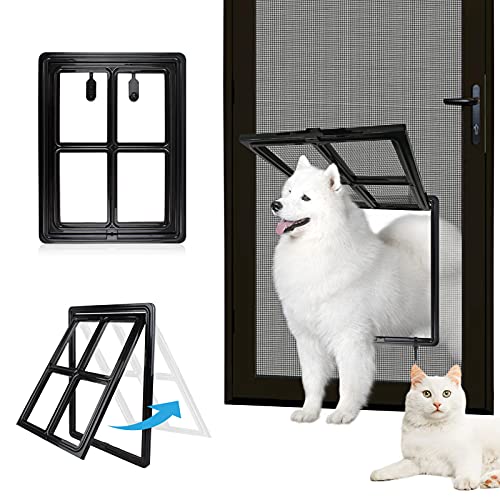 Namsan Puerta para Perros Puerta Magnética para Gatos Construida Gateras para Perros Duradera/con Cerradura para Perra Gatos Medianos Grandes - Negro