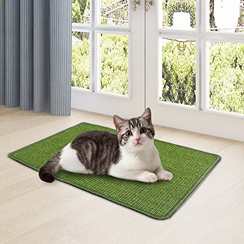 NASTRA Alfombrilla para Rascar Gatos, Sisal Natural Satisface la Naturaleza de los Rasguños de los Gatos y Protege la Seguridad de los Muebles (Verde) 40 * 60 cm