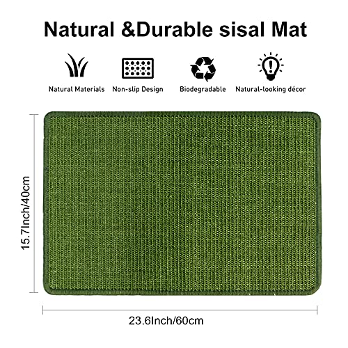 NASTRA Alfombrilla para Rascar Gatos, Sisal Natural Satisface la Naturaleza de los Rasguños de los Gatos y Protege la Seguridad de los Muebles (Verde) 40 * 60 cm