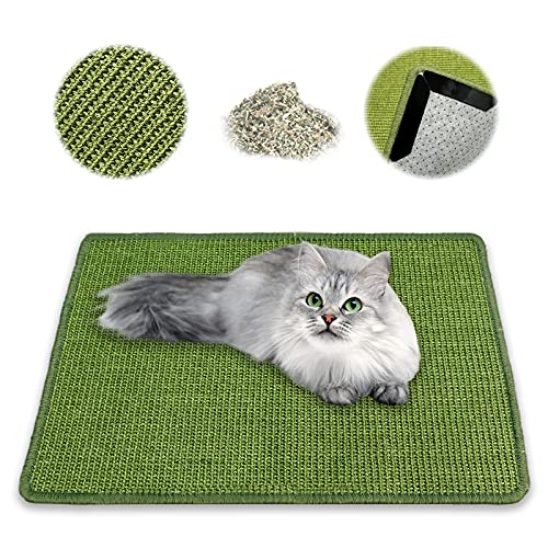 NASTRA Alfombrilla para Rascar Gatos, Sisal Natural Satisface la Naturaleza de los Rasguños de los Gatos y Protege la Seguridad de los Muebles (Verde) 40 * 60 cm