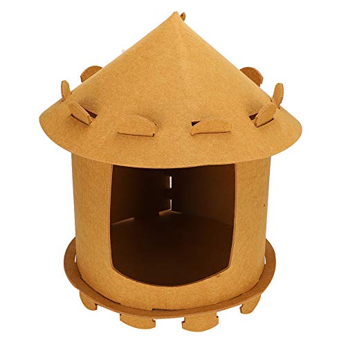 Natruss Casa para Mascotas de Tela de Fieltro Hecha a Mano con Forma de yurta Mongol, Tienda móvil Duradera, casa para Gatos, Tienda para Mascotas, para Jugar a Dormir(Brown)