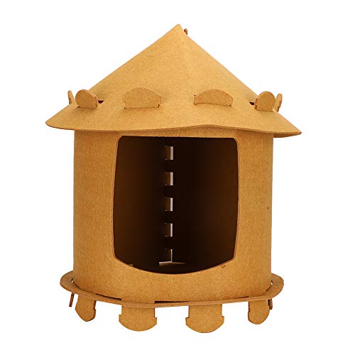 Natruss Casa para Mascotas de Tela de Fieltro Hecha a Mano con Forma de yurta Mongol, Tienda móvil Duradera, casa para Gatos, Tienda para Mascotas, para Jugar a Dormir(Brown)
