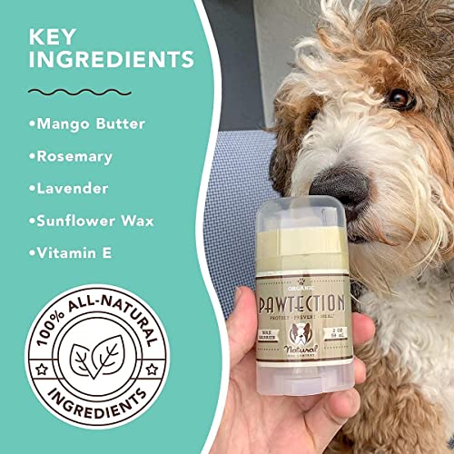 Natural Dog Company PawTection – Cera para protección de las almohadillas de las patas del perro, recomendada para andar por asfaltos calientes, con sal o nieve, producto orgánico y vegano
