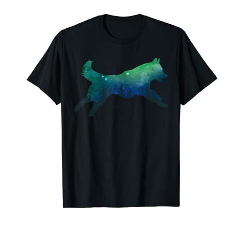 Naturaleza Bosque Perros Siberianos Animal Galaxia Husky Camiseta