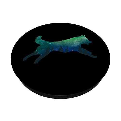 Naturaleza Bosque Perros Siberianos Animal Galaxia Husky PopSockets PopGrip: Agarre intercambiable para Teléfonos y Tabletas