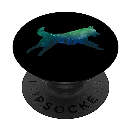 Naturaleza Bosque Perros Siberianos Animal Galaxia Husky PopSockets PopGrip: Agarre intercambiable para Teléfonos y Tabletas