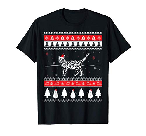 Navidad Gato Bengala Mascota Camiseta