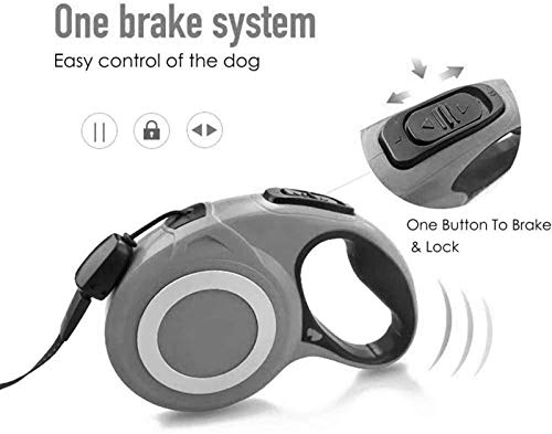 NBZLY -Correa Retráctil para Perros, Correa para Caminar para Mascotas De Uso Intensivo De 16 Pies / 26 Pies para Perros O Gatos X-Small/Small/Medium/Large De hasta 50 Kg,Gris,5m