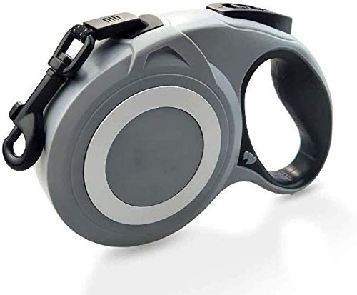 NBZLY -Correa Retráctil para Perros, Correa para Caminar para Mascotas De Uso Intensivo De 16 Pies / 26 Pies para Perros O Gatos X-Small/Small/Medium/Large De hasta 50 Kg,Gris,5m