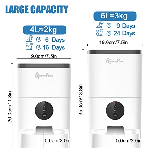 NC 4/6 L Alimentador inteligente para mascotas para gatos Wi Fi Alimentador automático de gato de gran capacidad Dispensador de alimentos para gatos seco Máquina expendedora de perros con registro