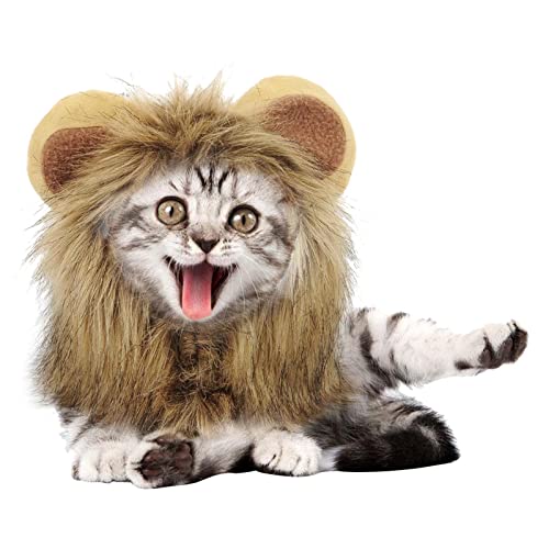NC NC Disfraz de Halloween para Mascotas, Sombrero de Melena de león para Gatitos, Cachorros, Perros, Lavable, cómodo, Elegante, Pelo de león, Halloween, S