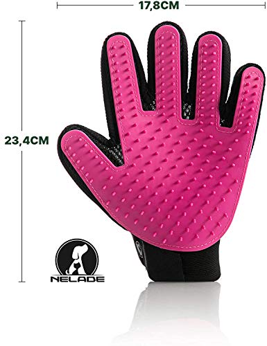NELADE Piel Cuidado Guante para gefühlvolles Eliminar sin el Pelo de Animal, Cuidado de Pelo para Perros y Gatos, Pet Glove para Mascotas, Color Rosa de Color Negro