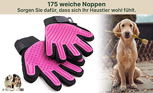 NELADE Piel Cuidado Guante para gefühlvolles Eliminar sin el Pelo de Animal, Cuidado de Pelo para Perros y Gatos, Pet Glove para Mascotas, Color Rosa de Color Negro