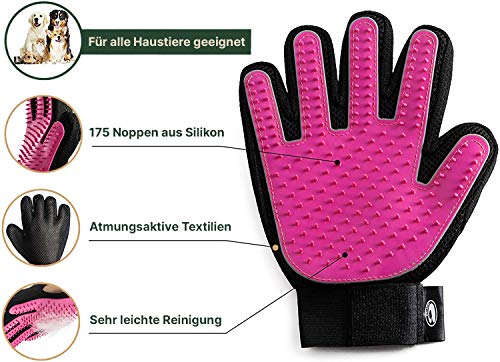 NELADE Piel Cuidado Guante para gefühlvolles Eliminar sin el Pelo de Animal, Cuidado de Pelo para Perros y Gatos, Pet Glove para Mascotas, Color Rosa de Color Negro