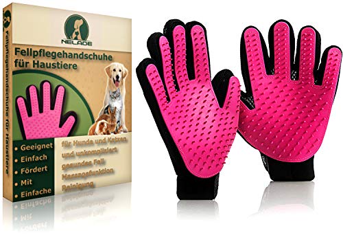 NELADE Piel Cuidado Guante para gefühlvolles Eliminar sin el Pelo de Animal, Cuidado de Pelo para Perros y Gatos, Pet Glove para Mascotas, Color Rosa de Color Negro