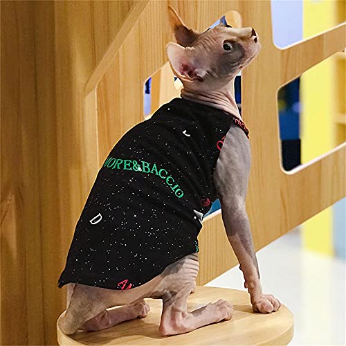 NELIT Arnés para Gatos sin Pelo Letras de algodón Black Ropa de Gato esfinge-Black_XXXL