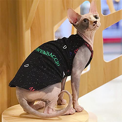 NELIT Arnés para Gatos sin Pelo Letras de algodón Black Ropa de Gato esfinge-Black_XXXL