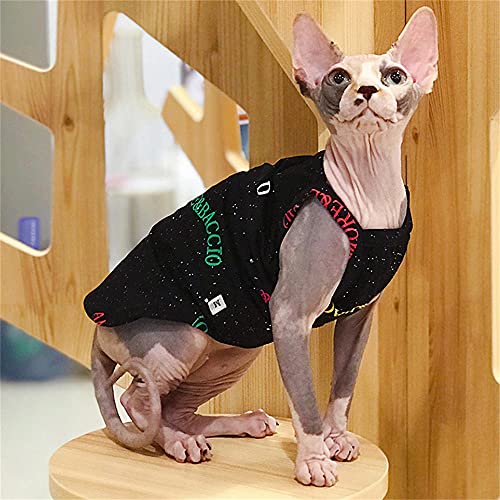 NELIT Arnés para Gatos sin Pelo Letras de algodón Black Ropa de Gato esfinge-Black_XXXL
