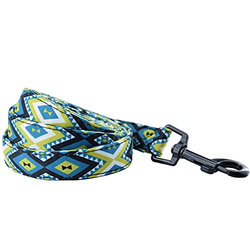 NESDRI, Correa para Perro, Mascota, étnico, Verde, Azteca, Original. Moderna, Multicolor, Nailon, Correa Moda. Perros medianos y Grandes, Bonita. Diseño Moderno para Perros. Liberación rápida.
