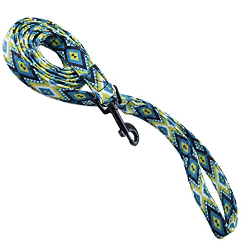 NESDRI, Correa para Perro, Mascota, étnico, Verde, Azteca, Original. Moderna, Multicolor, Nailon, Correa Moda. Perros medianos y Grandes, Bonita. Diseño Moderno para Perros. Liberación rápida.