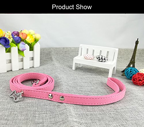 Newtensina Lindo Diamante Cachorro Collar y Correa Bling Gamuza Collar para Perros pequeños Gatos