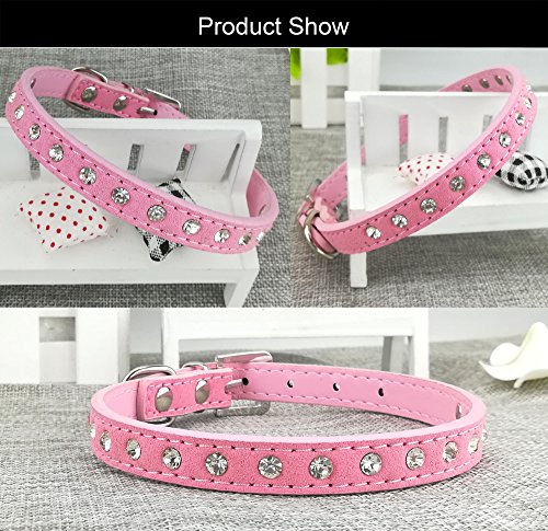 Newtensina Lindo Diamante Cachorro Collar y Correa Bling Gamuza Collar para Perros pequeños Gatos