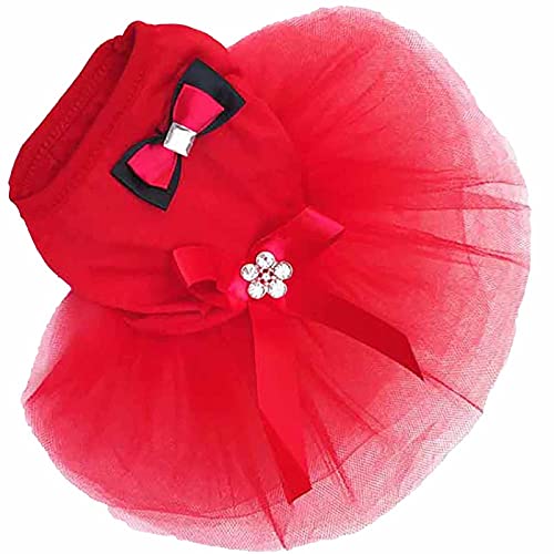 Nicoone Vestido de perro con cinta para perro, vestido de fiesta de cumpleaños para perros pequeños, vestido de fiesta de cumpleaños para gatitos, ropa para mascotas