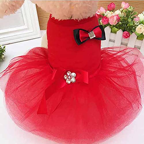 Nicoone Vestido de perro con cinta para perro, vestido de fiesta de cumpleaños para perros pequeños, vestido de fiesta de cumpleaños para gatitos, ropa para mascotas