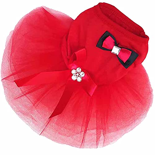 Nicoone Vestido de perro con cinta para perro, vestido de fiesta de cumpleaños para perros pequeños, vestido de fiesta de cumpleaños para gatitos, ropa para mascotas