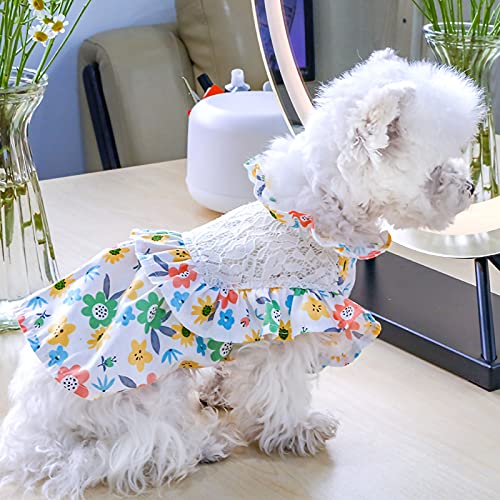 Nicoone Vestido de perro, vestido de encaje floral para gato gatito verano mascota ropa fiesta traje boda cumpleaños vestido perro boda vestido de noche
