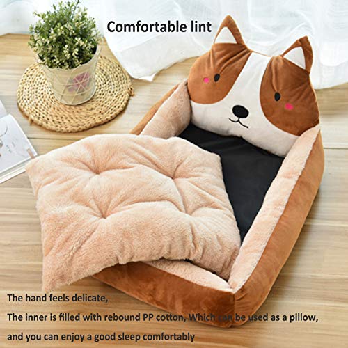 Nileco Camas para Perros Lavables Portátil con Parte Inferior Antideslizante,Colchón para Perros Mimoso Cama para Perros,Cozy Cama para Mascotas para Perros Gatos-Amarillo S