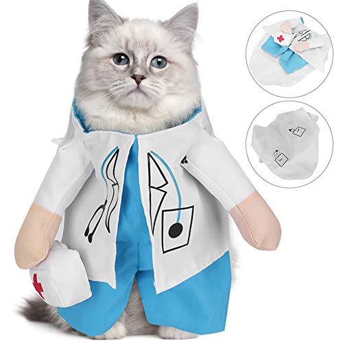 Nimomo Ropa para Gatos - Mini Ropa Linda y Divertida para Gatos Traje de Doctor Ropa para Disfraces Suministros para Mascotas(White)