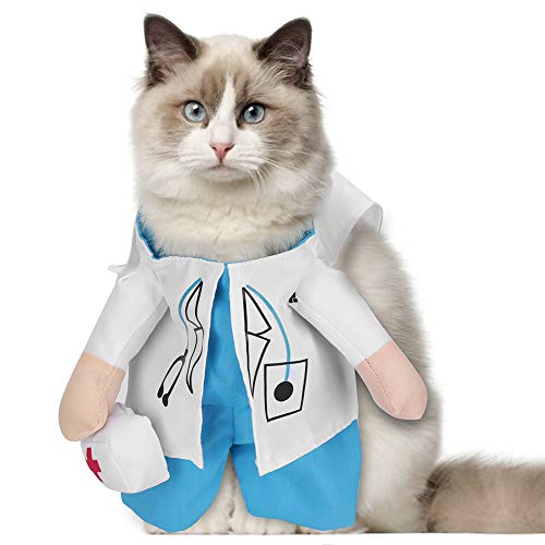 Nimomo Ropa para Gatos - Mini Ropa Linda y Divertida para Gatos Traje de Doctor Ropa para Disfraces Suministros para Mascotas(White)