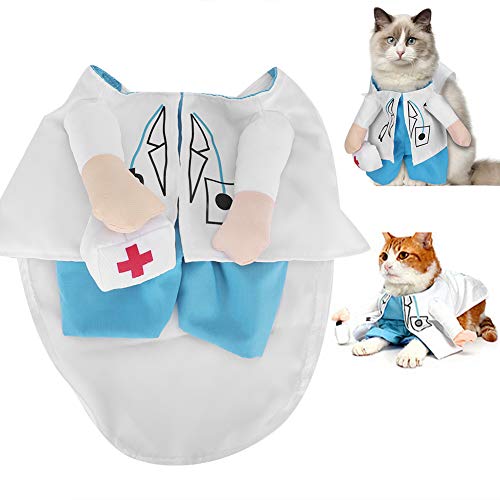 Nimomo Ropa para Gatos - Mini Ropa Linda y Divertida para Gatos Traje de Doctor Ropa para Disfraces Suministros para Mascotas(White)