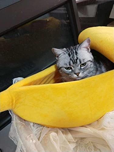 NIQIU Banana Cat Bed House Lindo Banana Puppy Cojín Perrera Cálido y Suave Pet Bet Cat Suministros Estera Camas para Gatos Gatitos-Rosa, m 50x20x15cm
