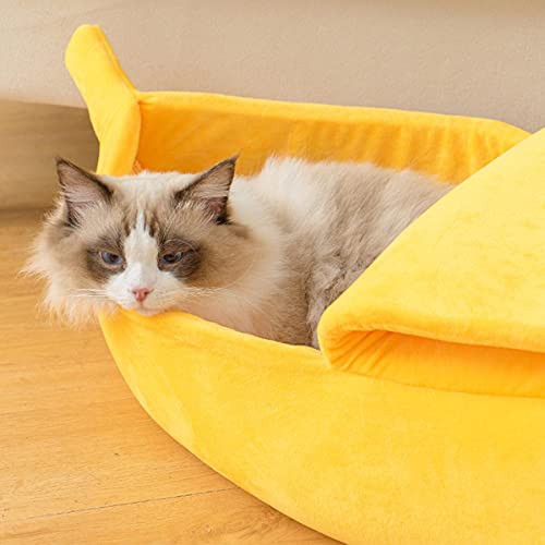 NIQIU Gato Perro Banana Cama Suave y cálida Estera para Gatos Cama Lindo y cómodo Canasta para Mascotas portátil Perrera Estera para Perros Suministros para Mascotas-Verde, M para 1.5-2.5KG, China