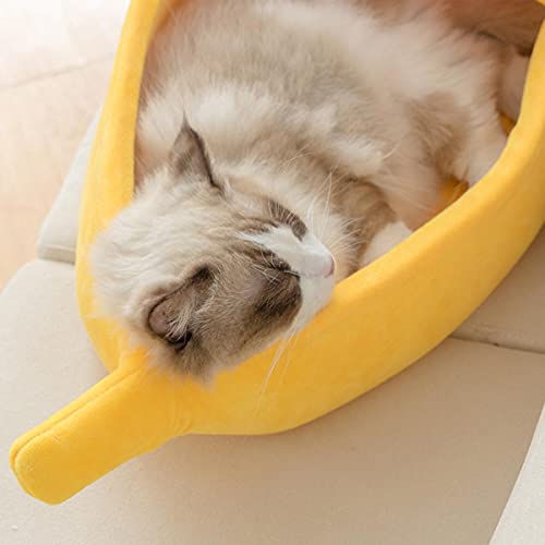 NIQIU Gato Perro Banana Cama Suave y cálida Estera para Gatos Cama Lindo y cómodo Canasta para Mascotas portátil Perrera Estera para Perros Suministros para Mascotas-Verde, M para 1.5-2.5KG, China