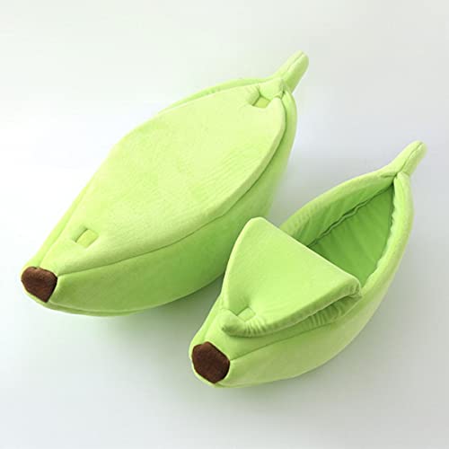 NIQIU Gato Perro Banana Cama Suave y cálida Estera para Gatos Cama Lindo y cómodo Canasta para Mascotas portátil Perrera Estera para Perros Suministros para Mascotas-Verde, M para 1.5-2.5KG, China