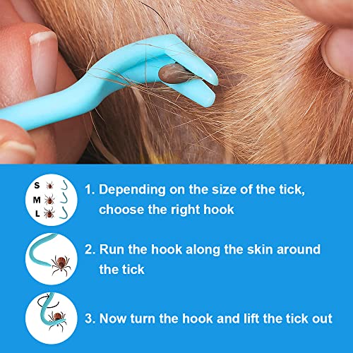 Niserelesa Pinzas para Garrapatas,Gancho para Garrapatas,Removedor De Garrapatas,Pinzas Antigarrapatas para Perros Y Gatos,3X Palanca De Garrapatas,1x Pinzas para Garrapatas,para Humanos,Perros,Niños