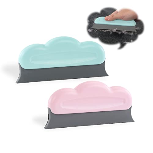 NITAIUN Cepillo removedor de pelo para mascotas, 2 unidades, reutilizable, para perros y gatos, fácil de limpiar, ropa de moqueta, sofá, cama, coches, removedor de pelusa para mascotas (azul + rosa)