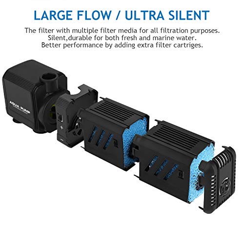 NO.17 - Filtro interno para acuario, ajustable con bomba de agua (500/800/1200 l/h) para acuario de 30-500 L