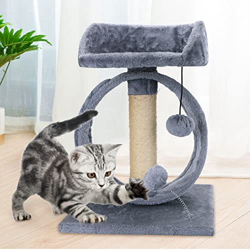 Nobleza Árboles para Gatos，Rascador para Gato de Sisal Natural，Juguetes de Actividades para Gatos，con Juguetes de Peluche,35 * 35 * 48cm,Gris