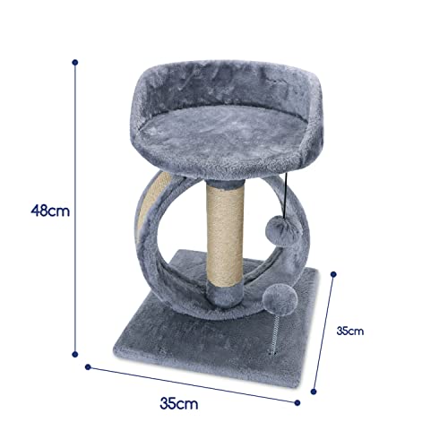 Nobleza Árboles para Gatos，Rascador para Gato de Sisal Natural，Juguetes de Actividades para Gatos，con Juguetes de Peluche,35 * 35 * 48cm,Gris
