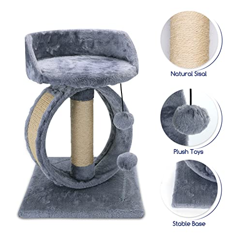 Nobleza Árboles para Gatos，Rascador para Gato de Sisal Natural，Juguetes de Actividades para Gatos，con Juguetes de Peluche,35 * 35 * 48cm,Gris