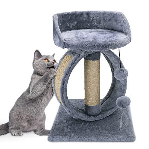 Nobleza Árboles para Gatos，Rascador para Gato de Sisal Natural，Juguetes de Actividades para Gatos，con Juguetes de Peluche,35 * 35 * 48cm,Gris