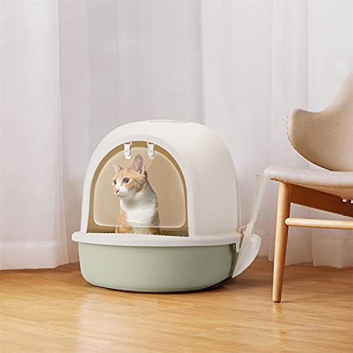 Nobleza Aseo Cerrado para Gato,Caja de Arena para Gatos Grande,Bandejas Gato Extraible y Pala incluida,63 x 46 x 42.5 cm,Verde